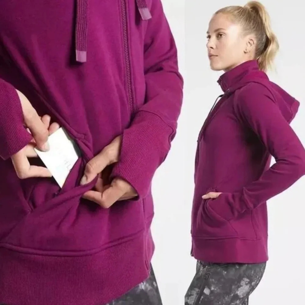 Athleta Triumph Hooded Sweatshirt size small Zip Jacket Purple 486251 - Picture 5 of 13